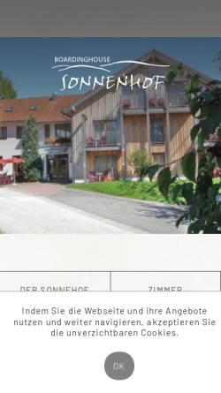 Vorschau der mobilen Webseite sonnenhof-untergriesbach.de, Hotel Sonnenhof