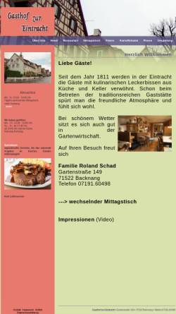 Vorschau der mobilen Webseite www.gasthof-zur-eintracht.de, Hotel zur Eintracht