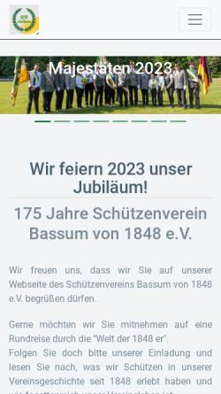 Vorschau der mobilen Webseite bassum1848.de, SV Bassum von 1848 e.V. Bogensparte