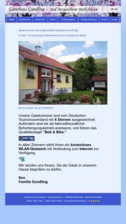 Vorschau der mobilen Webseite www.gaestehaus-gundling.de, Gästehaus Gundling