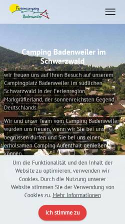 Vorschau der mobilen Webseite www.camping-badenweiler.de, Kur- und Feriencamping Badenweiler