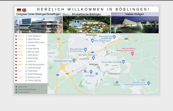 Vorschau von www.boeblingen-hotel.de, Böblinger Hotels