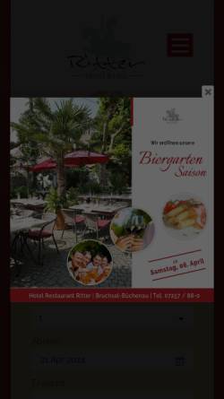 Vorschau der mobilen Webseite www.ritterbruchsal.de, Hotel Restaurant Ritter
