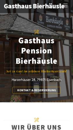 Vorschau der mobilen Webseite www.gasthausbierhaeusle.de, Gasthaus Pension Bierhäusle