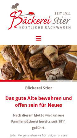 Vorschau der mobilen Webseite www.backstube-stier.de, Bäckerei Stier