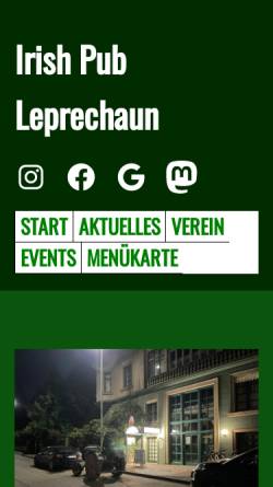 Vorschau der mobilen Webseite irish-pub-ellwangen.de, Leprechaun Irish Pub