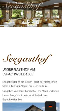 Vorschau der mobilen Webseite seegasthof.net, Seegasthof Espachweiler bei Ellwangen