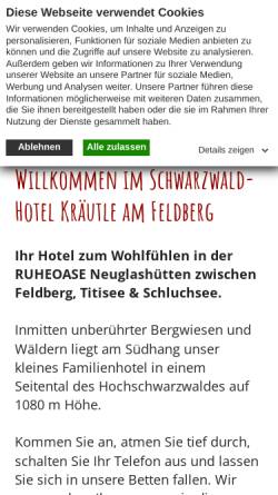 Vorschau der mobilen Webseite www.schwarzwald-pensionkraeutle.de, Hotel Pension Kräutle Feldberg