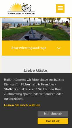 Vorschau der mobilen Webseite www.sommerhof-bodensee.de, Sommerhof Rauber - Ihr Obst- und Ferienhof in Immenstaad am Bodensee