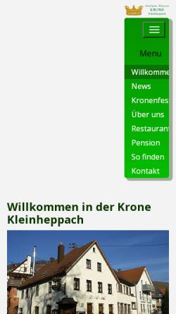 Vorschau der mobilen Webseite www.krone-kleinheppach.de, Gasthof Krone