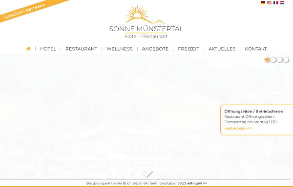 Vorschau von www.sonne-muenstertal.de, Gasthaus Pension Sonne