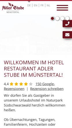 Vorschau der mobilen Webseite www.adler-stube.de, Ringhotel Adler-Stube