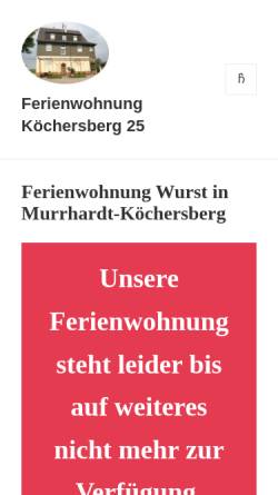 Vorschau der mobilen Webseite wurst.koechersberg.de, Familie Wurst - Ferien auf dem Bauernhof