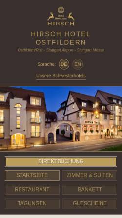 Vorschau der mobilen Webseite www.hirsch-hotel.com, Hirsch Hotel Gehrung