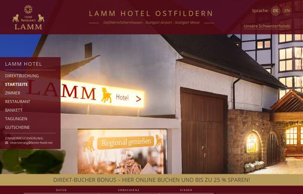 Vorschau von www.hotelrestaurantlamm.de, Hotel Restaurant Lamm, Scharnhausen