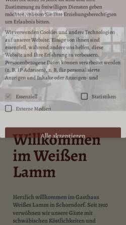 Vorschau der mobilen Webseite weisseslamm-schorndorf.de, Hotel Restaurant Weisses Lamm