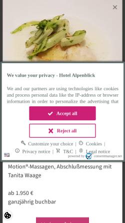Vorschau der mobilen Webseite www.alpenblick-hotel.de, Ferienhotel Auerhahn