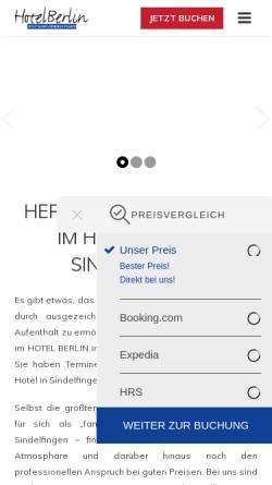 Vorschau der mobilen Webseite www.hotelberlin-sindelfingen.de, Hotel Berlin