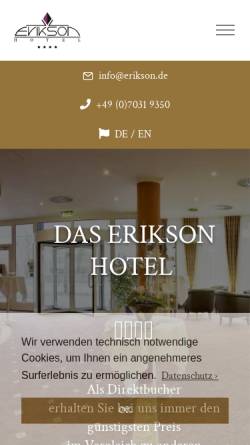 Vorschau der mobilen Webseite www.erikson.de, Hotel Erikson