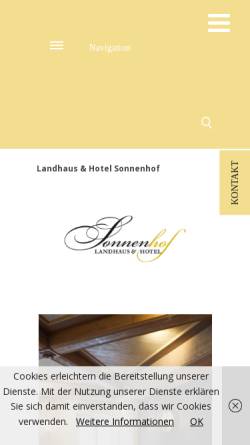 Vorschau der mobilen Webseite www.sonnenhof-perl.de, Hotel Restaurant Sonnenhof