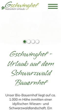 Vorschau der mobilen Webseite www.gschwinghof.de, Gschwinghof