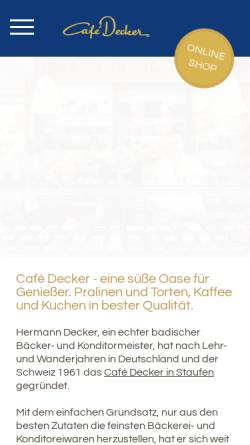 Vorschau der mobilen Webseite www.cafe-decker.de, Confiserie Konditorei Cafe Decker