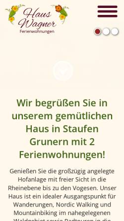 Vorschau der mobilen Webseite www.ferienwohnung-grunern.de, Haus Wagner