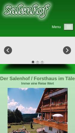 Vorschau der mobilen Webseite www.salenhof.de, Schwarzwaldgasthaus Salenhof