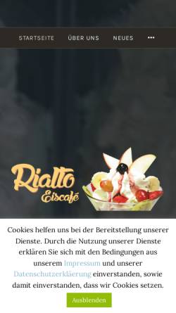 Vorschau der mobilen Webseite rialto-ulm.de, Eiscafe Rialto GbR