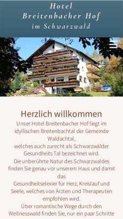 Vorschau der mobilen Webseite hotel-breitenbacher-hof.de, Hotel Breitenbacher Hof