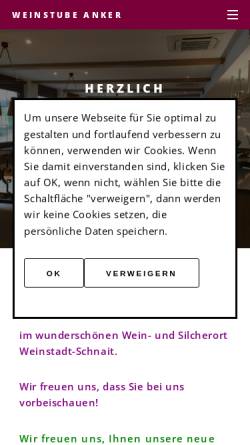 Vorschau der mobilen Webseite www.weinstube-anker.de, Weinstube Anker