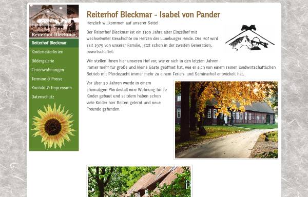 Vorschau von www.reiterhof-bleckmar.de, Reiterhof Bleckmar, Inh. Isabel von Pander