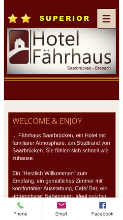 Vorschau der mobilen Webseite www.faehrhaus-saarbruecken.de, Hotel Restaurant Fährhaus Brebach