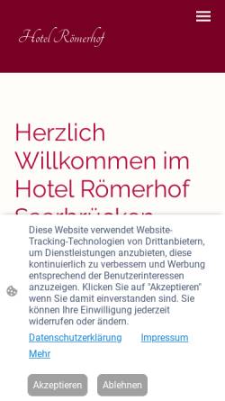 Vorschau der mobilen Webseite www.roemerhof-saarbruecken.de, Hotel Römerhof
