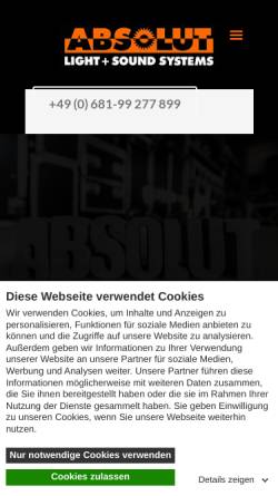 Vorschau der mobilen Webseite www.absolut-systems.de, Absolut Light und Sound Systems