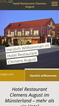 Vorschau der mobilen Webseite www.hotel-clemens-august.de, Hotel-Restaurant Clemens-August GmbH