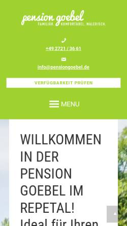 Vorschau der mobilen Webseite pensiongoebel.de, Pension Goebel