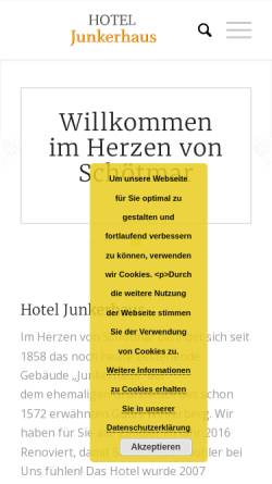 Vorschau der mobilen Webseite www.junkerhaus.com, Hotel und Restaurant Junkerhaus