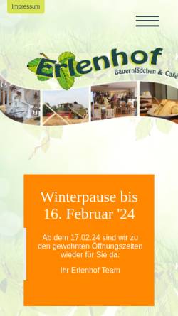 Vorschau der mobilen Webseite www.erlenhof-cafe.de, Erlenhof-Cafe