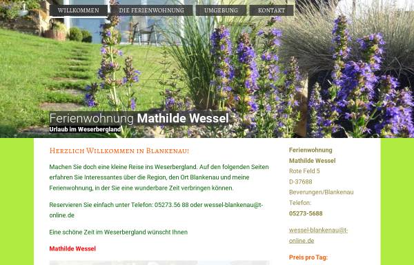 Vorschau von www.wessel-blankenau.de, Ferienwohnung Mathilde Wessel