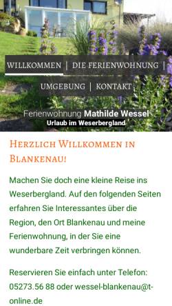 Vorschau der mobilen Webseite www.wessel-blankenau.de, Ferienwohnung Mathilde Wessel