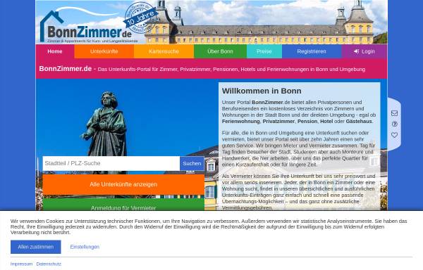 Vorschau von www.bonnzimmer.de, BonnZimmer
