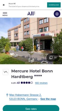 Vorschau der mobilen Webseite www.accorhotels.com, Mercure Hotel Bonn Hardtberg