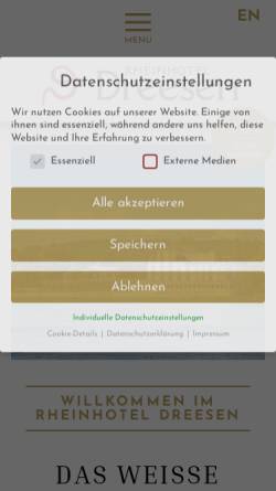 Vorschau der mobilen Webseite www.rheinhoteldreesen.de, Rheinhotel Dreesen