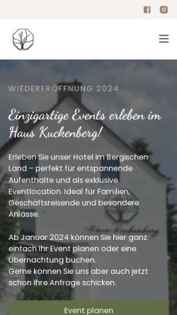 Vorschau der mobilen Webseite www.hauskuckenberg.de, Hotel Haus Kuckenberg