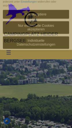 Vorschau der mobilen Webseite heiderbergsee.de, Schwimmbad und Campingplatz Heider Bergsee
