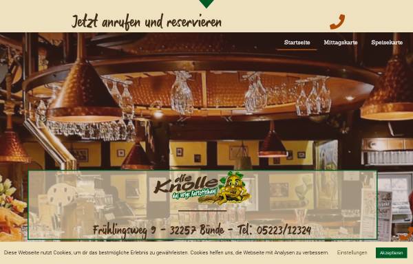 Vorschau von www.knolle-buende.de, Die Knolle - das urige Kartoffelhaus