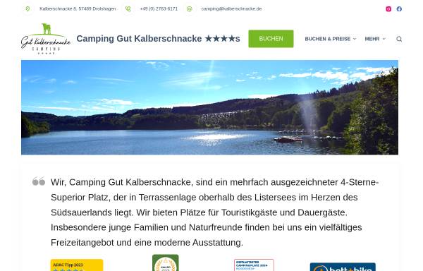 Vorschau von www.camping-kalberschnacke.de, Campinganlage Gut Kalberschnacke