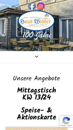 Vorschau der mobilen Webseite www.haus-wigger.de, Hotel Restaurant Haus Wigger