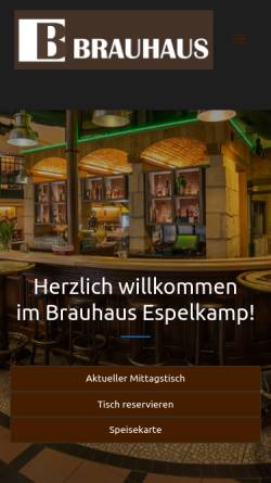 Vorschau der mobilen Webseite www.brauhaus-espelkamp.de, Brauhaus Espelkamp